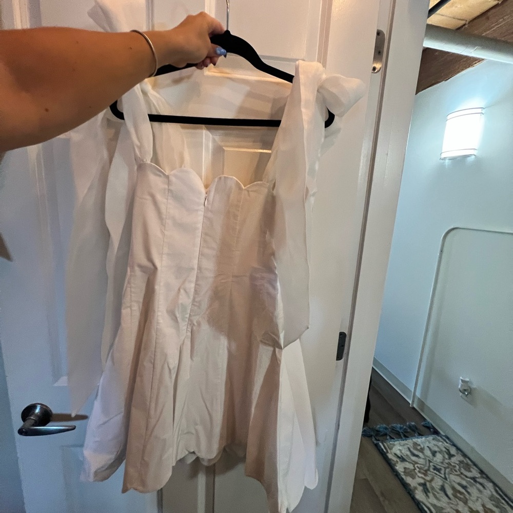 BHLDN M NWT White Strapless Dress with Scalloped Edges - Picture 5 of 6